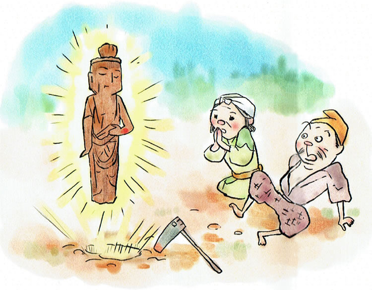 土の中にいた観音様